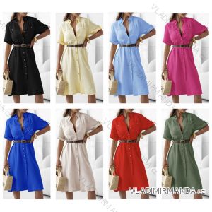 Šaty košeľové s opaskom krátky rukáv dámske (S/M/L ONE SIZE) TALIANSKA MÓDA IMWB25844