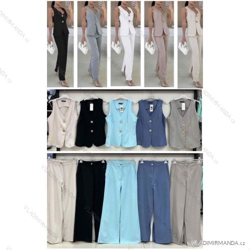 Súprava elegantná vesta bez rukávov a nohavice dlhé dámske (XS/S/M ONE SIZE) TALIANSKA MÓDA IMWB25857