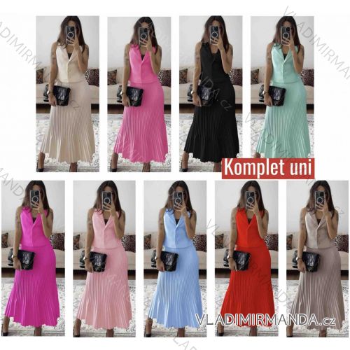 Súprava elegantná vesta bez rukávov a sukňa dlhá skladaná dámska (XS/S/M ONE SIZE) TALIANSKA MÓDA IMWB25882