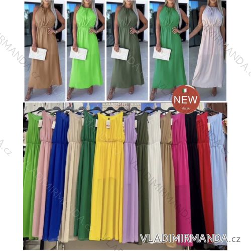 Šaty dlhé šifónové letné bez rukávov dámske (XS/S/M ONE SIZE) TALIANSKA MÓDA IMWB25895
