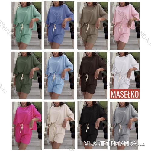 Súprava tepláková tričko krátky rukáv a kraťasy dámske (S/M/L ONE SIZE) TALIANSKA MÓDA IMWB25896