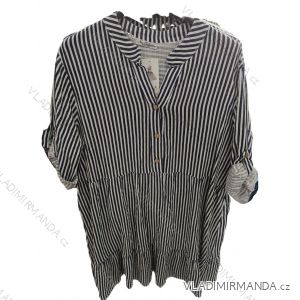 Šaty košeľové prúžok 3/4 dlhý rukáv dámske nadrozmer (42/44/46 ONE SIZE) TALIANSKA MÓDA IM725030