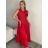 Šaty košilové letný krátký rukáv dámske FLOVER (S/M/L ONE SIZE) TALIANSKA MÓDA IME25020/DU S/M/L červená