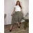 Nohavice s gumou široké letné dámske nadrozměr LADY (50/52/54 ONE SIZE) TALIANSKA MóDA IMSM25LADY/DU 50/52 zelená khaki