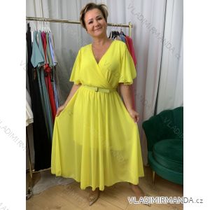 Šaty dlhé šifónové krátky rukáv dámske nadrozmer (42/44/46 ONE SIZE) TALIANSKA MÓDA IMWEC25037