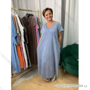 Šaty dlhé krátky rukáv dámske nadrozmer (42/44/46 ONE SIZE) TALIANSKA MÓDA IMWEC25043