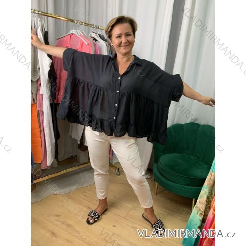 Košeľa 3/4 dlhý rukáv dámska nadrozmer (42/44/46 ONE SIZE) TALIANSKA MÓDA IMWEC25044