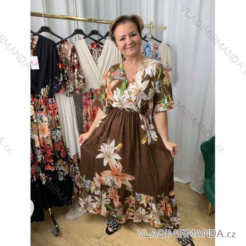 Šaty dlhé krátky rukáv dámske viskoza nadrozmer (42/44/46 ONE SIZE) TALIANSKA MÓDA IMWEC25047