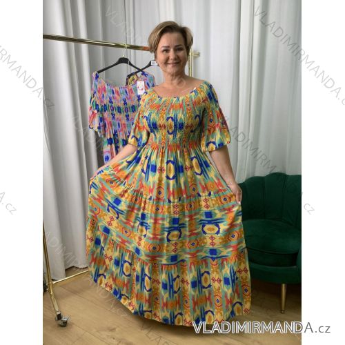 Šaty dlhé 3/4 dlhý rukáv dámske nadrozmer (42/44/46 ONE SIZE) TALIANSKA MÓDA IMWEC25052