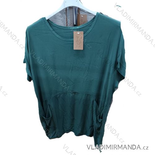 Tunika s vreckami krátky rukáv dámska nadrozmer (42/44/46 ONE SIZE) TALIANSKA MÓDA IMSM25042