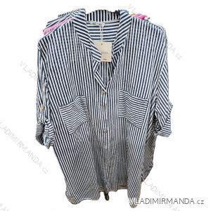 Košeľa predĺžená prúžok 3/4 dlhý rukáv dámska nadrozmer (42/44/46 ONE SIZE) TALIANSKA MÓDA IMSM25043