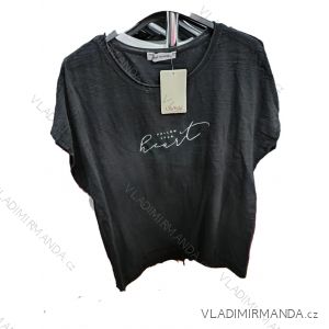 Tričko krátky rukáv dámske nadrozmer (42/44/46 ONE SIZE) TALIANSKA MÓDA IMSM25058
