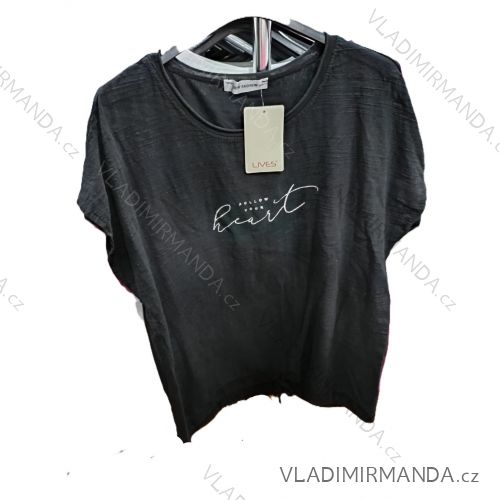 Tričko krátky rukáv dámske nadrozmer (42/44/46 ONE SIZE) TALIANSKA MÓDA IMSM25058