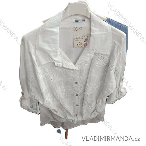 Košeľa klasik krajková 3/4 dlhý rukáv dámska nadrozmer (42/44/46 ONE SIZE) TALIANSKA MÓDA IMSM25073