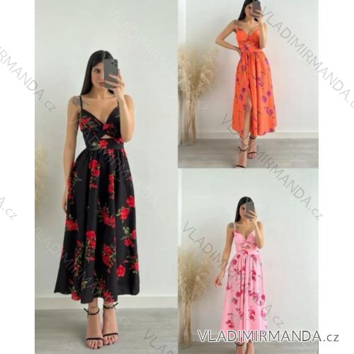 Šaty letné na ramienka kvetované citrónky lemon dámske (XS/S/M ONE SIZE) TALIANSKA MÓDA IMM25M29193