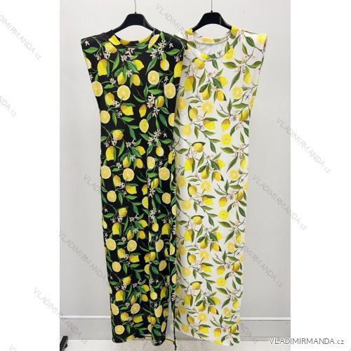 Šaty dlhé elegantné letné citrónky lemon a bodka bez rukávu dámske (XS/S/M ONE SIZE) TALIANSKA MÓDA IMM25M33444