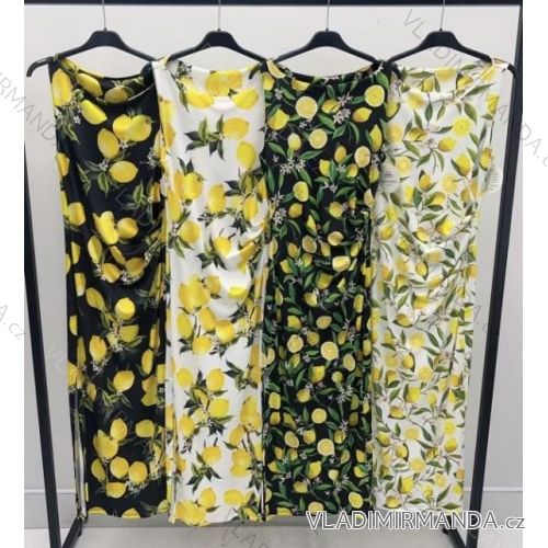 Šaty dlhé elegantné letné citrónky lemon bez rukávov dámske (XS/S/M ONE SIZE) TALIANSKA MÓDA IMM25M33803