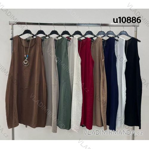 Šaty voľnočasové letné s príveskom bez rukávu dámske (S/M/L ONE SIZE) TALIANSKA MÓDA IMM25M10886