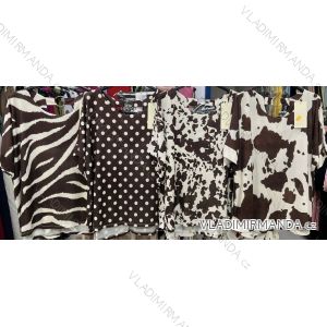 Blúzka tunika crowprint krátky rukáv dámska (S/M/L ONE SIZE) TALIANSKA MÓDA IMM25M7626