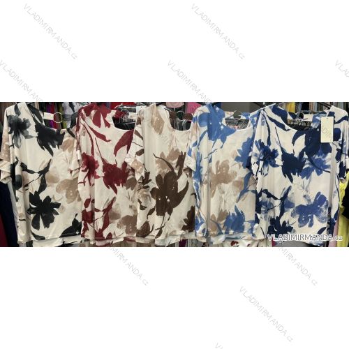 Halenka tunika crowprint krátký rukáv dámská (S/M/L ONE SIZE) ITALSKÁ MÓDA IMM25M7626B