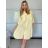 Šaty košeľové 3/4 krátky rukáv dámske (S/M/L ONE SIZE) TALIANSKA MODA IMSP25LAGO/DU - žltá - S/M/L