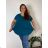 Tunika krátky rukáv dámske nadrozmer ULIVO (46/48/50 ONE SIZE) TALIANSKA MÓDA IM722006/DR/DUR petrolejová 46/48/50
