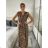 Šaty dlhé elegantné icecool bez rukávov dámske (M/L XL/2XL) TALIANSKA MODA AINUOSI IMB24LEOPARD-2/DU -   hnědá leopard -  XL/2XL