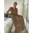 Šaty dlhé elegantné icecool bez rukávov dámske (M/L XL/2XL) TALIANSKA MODA AINUOSI IMB24LEOPARD-2/DU -   hnědá leopard -  XL/2XL