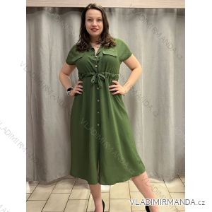 Šaty dlhé košeľové krátky rukáv dámske nadrozmer TIEN (42/44/46 ONE SIZE) TALIANSKA MÓDA IMC25222