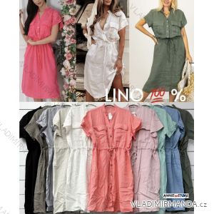 Šaty dlhé letné košeľové ľanové 3/4 dlhý rukáv dámske (S/M/L ONE SIZE) TALIANSKA MÓDA IMWAD25929