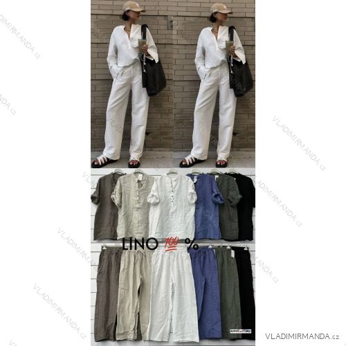 Súprava letnej košele 3/4 dlhý rukáv a nohavice dlhé dámske (S/M/L ONE SIZE) TALIANSKA MÓDA IMWAD25931