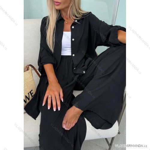 Súprava elegantnej košele dlhý rukáv a nohavice dlhé dámske (S/M/L ONE SIZE) TALIANSKA MÓDA IMWGB25954