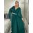 Šaty dlhé společenské elegantný krátky rukáv dámske (S/M/L ONE SIZE) TALIANSKA MÓDA IMPSH2550410/DU M / L vínová