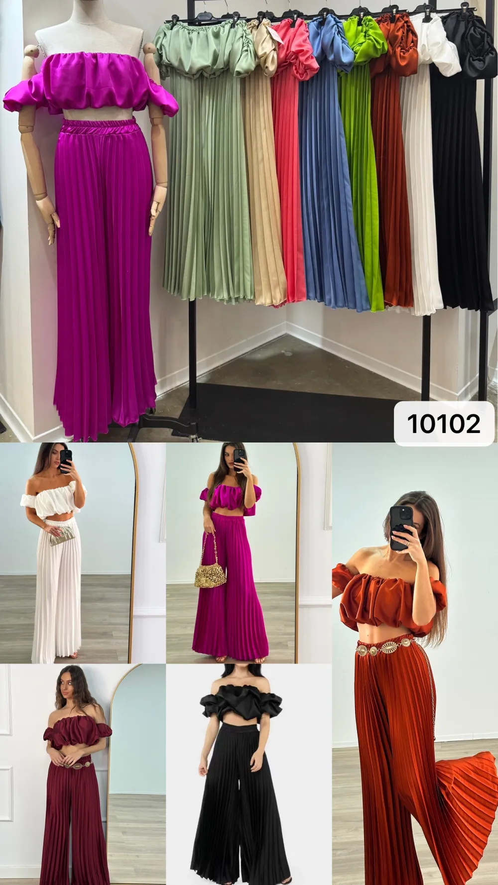 Súprava elegantný top krátky rukáv a nohavice dlhé dámske (S/M/L ONE SIZE) TALIANSKA MÓDA IMPOC2510102