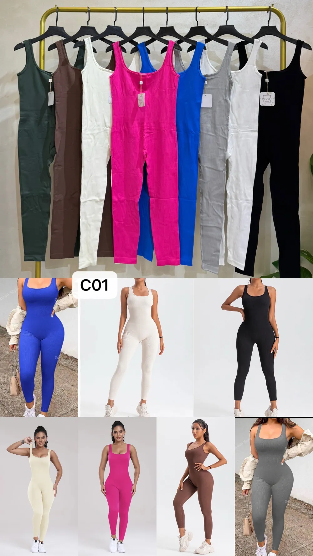 Overal dlhý športový na ramienka dámsky (S/M/L ONE SIZE) TALIANSKA MÓDA IMPOC25C01
