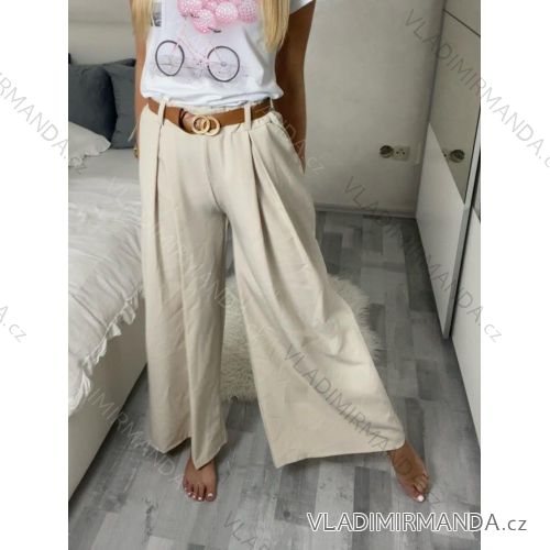 Nohavice elegantné dlhé s opaskom dámska TERNI  (S/M/L ONE SIZE) TALIANSKA MÓDA IMC25248/DU S/M/L béžová