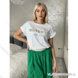 Tričko oversize krátky rukáv dámske PROSECCO (S/M/L ONE SIZE) TALIANSKA MÓDA IMD23807/DU