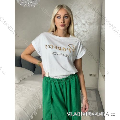 Tričko oversize krátky rukáv dámske PROSECCO (S/M/L ONE SIZE) TALIANSKA MÓDA IMD23807/DU černá S/M/L