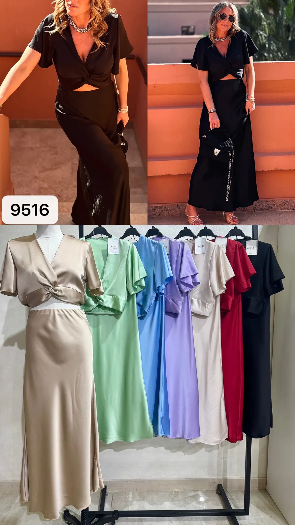 Súprava letné tričko krátky rukáv a sukňa dlhá dámska (S/M/L ONE SIZE) TALIANSKA MÓDA IMPOC259516