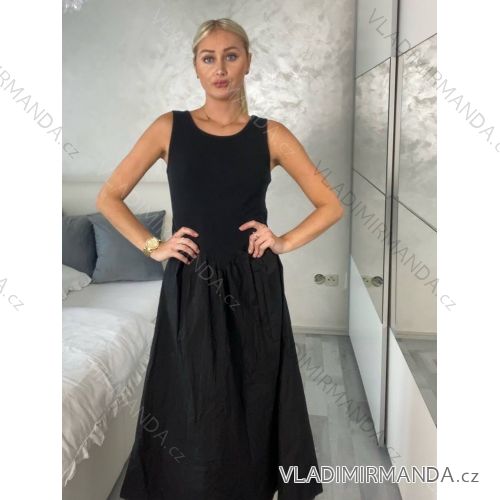 Šaty letné bez rukávu dámske PAGE (S/M/L ONE SIZE) TALIANSKA MÓDA IM725020/DU S/M/L čierna