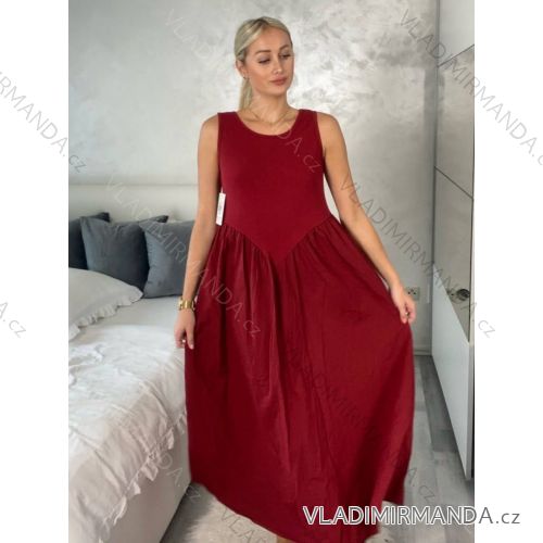 Šaty letné bez rukávu dámske PAGE (S/M/L ONE SIZE) TALIANSKA MÓDA IM725020/DU S/M/L vínová
