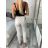 Nohavice dlhé s páskem letné dámske BETTY (S/M/L ONE SIZE) TALIANSKA MÓDA IM725BETTY/DU S/M/L béžová krémová