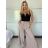 Nohavice elegantné s opaskom dámske (S/M/L ONE SIZE) TALIANSKA MóDA IMSM25GIZELE/DU -   hnedá
 -   S/M/L