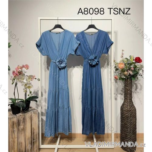 Šaty dlhé letné krátky rukáv dámske (S/M/L ONE SIZE) TALIANSKA MÓDA IMWBA25993