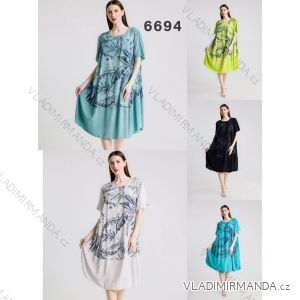 Šaty voľnočasové letné krátky rukáv dámske nadrozmer (50/52/54 ONE SIZE) TALIANSKA MÓDA IM425329