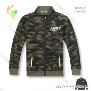 Mikina na zips dlhý rukáv maskáčová detská dorast chlapčenská (116-146) KUGO QK9532