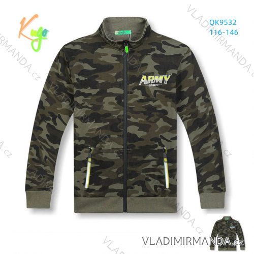 Mikina na zips dlhý rukáv maskáčová detská dorast chlapčenská (116-146) KUGO QK9532