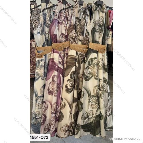 Šaty dlhé elegantné letné s opaskom bez rukávu dámske (XS/S/M ONE SIZE) TALIANSKA MÓDA IMM25M455
