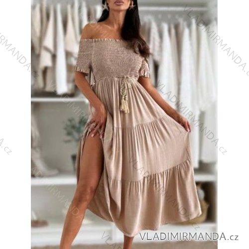Šaty dlhé carmen cez prsia letné dámske (XS/S/M ONE SIZE) TALIANSKA MÓDA IMM25M12370