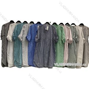 Šaty košeľové 3/4 dlhý rukáv dámske nadrozmer (46/48/50 ONE SIZE) TALIANSKA MÓDA IMC25299